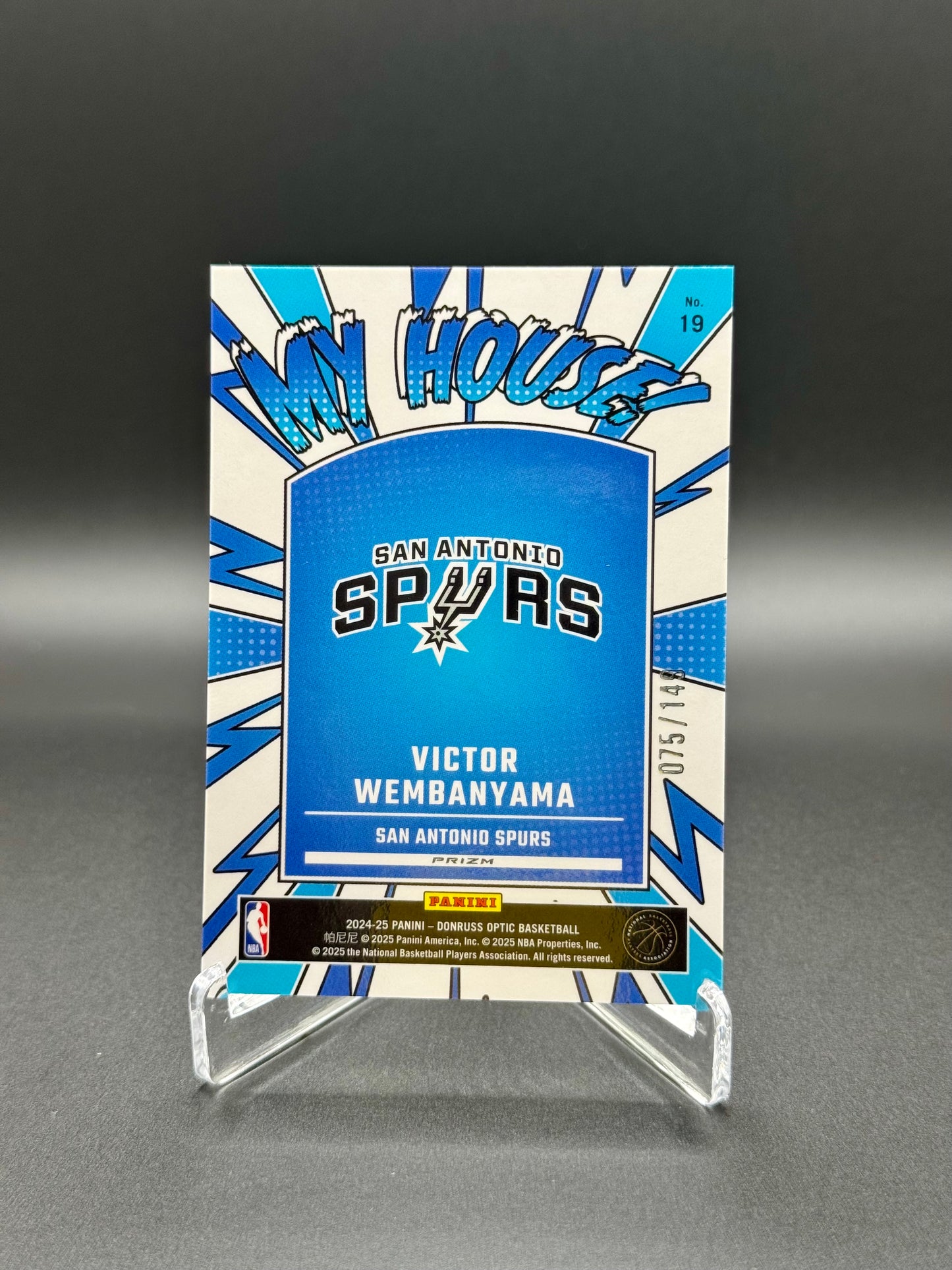 2024-2025 Panini Donruss Optic Basketball Victor Wembanyama #19 My House Green Shock Prizm /149 Raw
