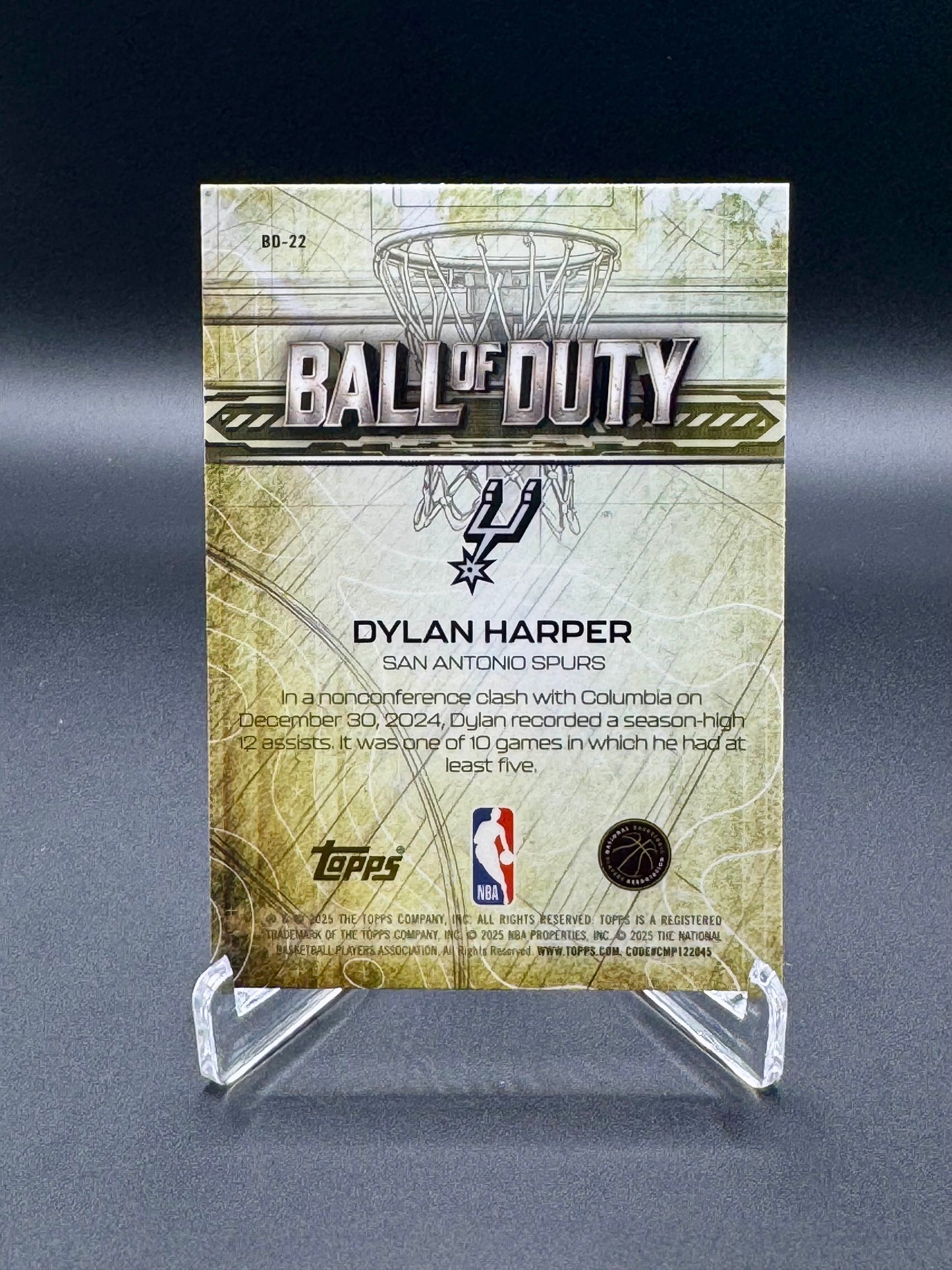 2025-2026 Topps Chrome Basketball Dylan Harper RC #BD-22 Magenta Refractor /399 Raw