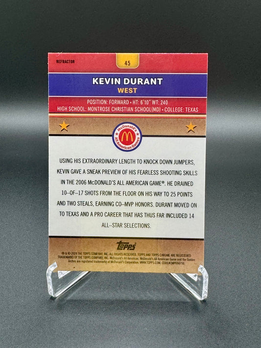2023-2024 Topps Chrome Kevin Durant #45 McDonald's All-American Refractor Raw