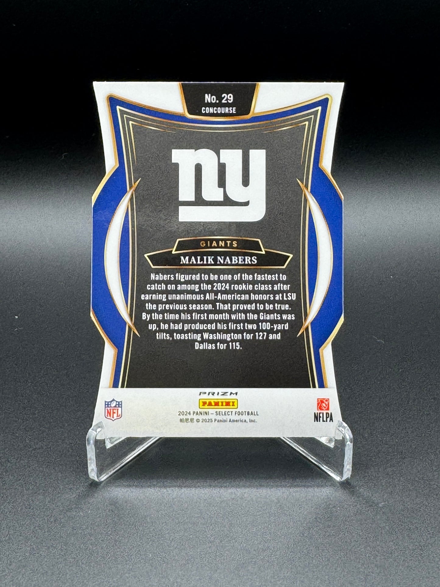 2024 Panini Select Football Malik Nabers RC #29 Concourse Silver Die-Cut Raw