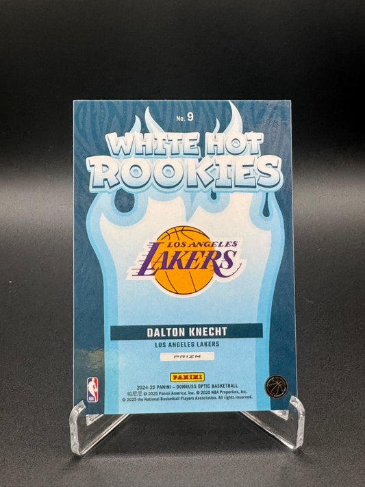 Back of 2024-25 Panini Donruss Optic Dalton Knecht White Hot Rookies Purple #9 card
