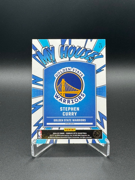 2024-2025 Panini Donruss Optic Basketball Stephon Curry #17 My House Blue Prizm Raw