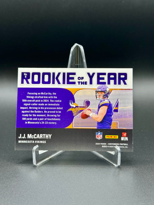 2024 Panini Contenders Football J.J. McCarthy RC #8 Rookie Year Sparkle Raw
