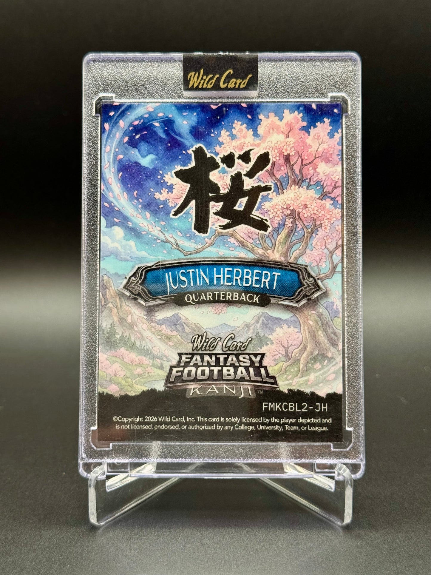 2026 Wild Card Fantasy Football Justin Herbert #FMKCBL2-JH Kanji /2 Raw Encased