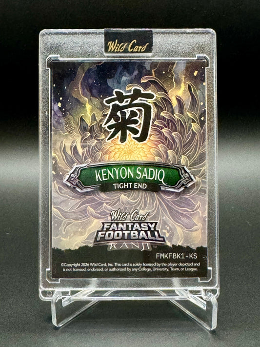 2026 Wild Card Fantasy Football Kenyon Sadiq RC #FMKFBK1-KS Kanji 1/1
