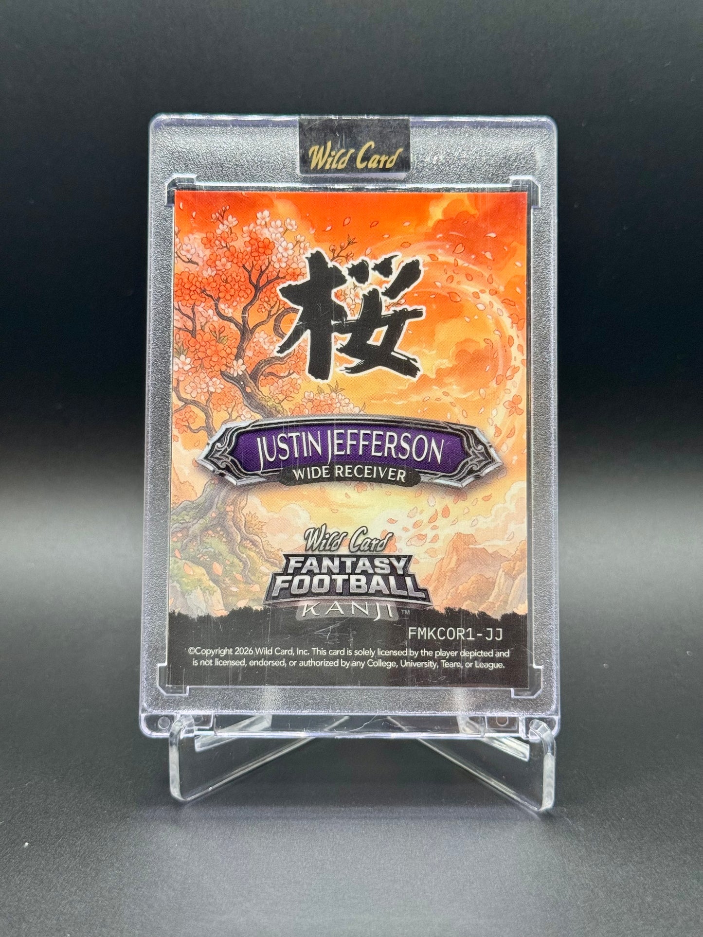2026 Wild Card Fantasy Football Justin Jefferson #FMKCOR1-JJ Kanji /8 Raw Encased
