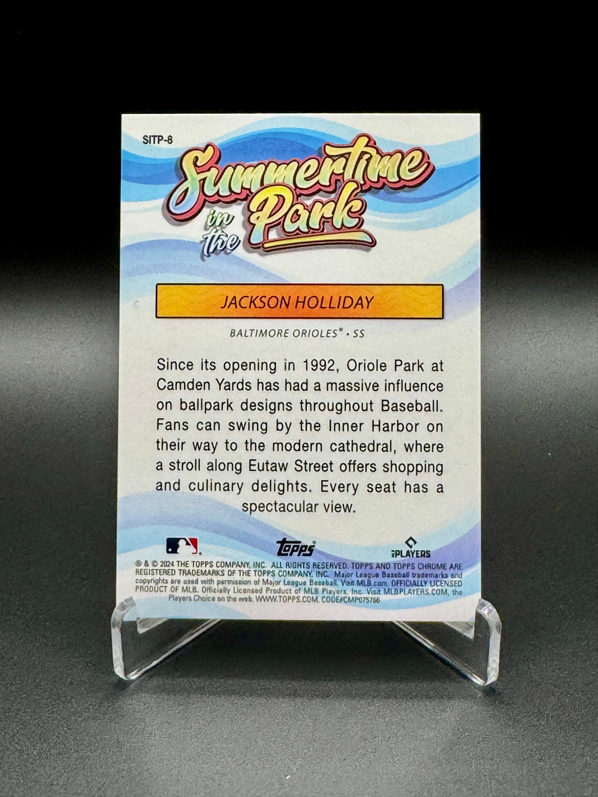 2024 Topps Chrome Jackson Holliday RC #SITP-8 Summertime in the Park Raw