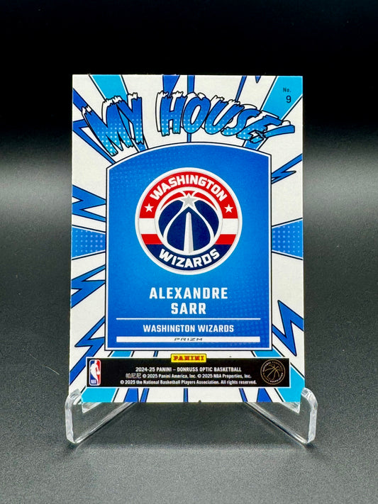 Back of 2024-25 Panini Donruss Optic Alexandre Sarr My House #9 rookie card