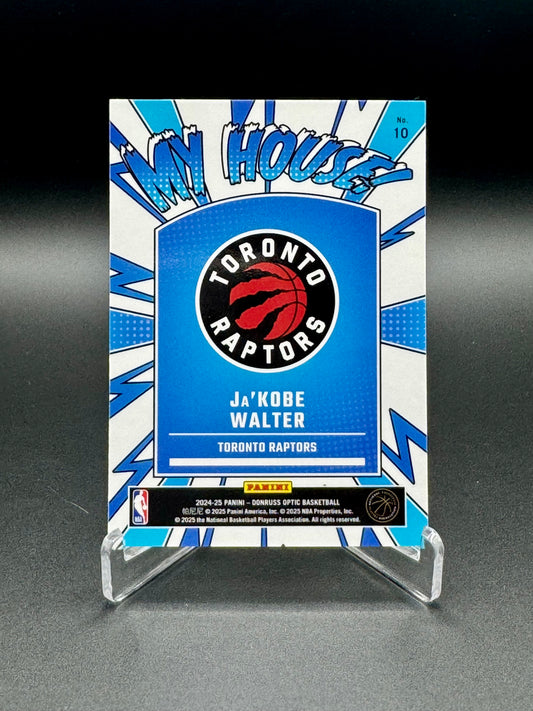Back of 2024-25 Panini Donruss Optic Ja'Kobe Walter My House #10 rookie card