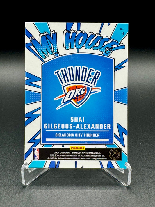 Back of 2024-25 Panini Donruss Optic Shai Gilgeous-Alexander My House #6 card