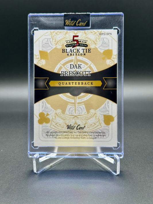 2026 Wild Card Football Dak Prescott Five Card Draw Stacked Deck Black Tie Edition /5 Raw Encased