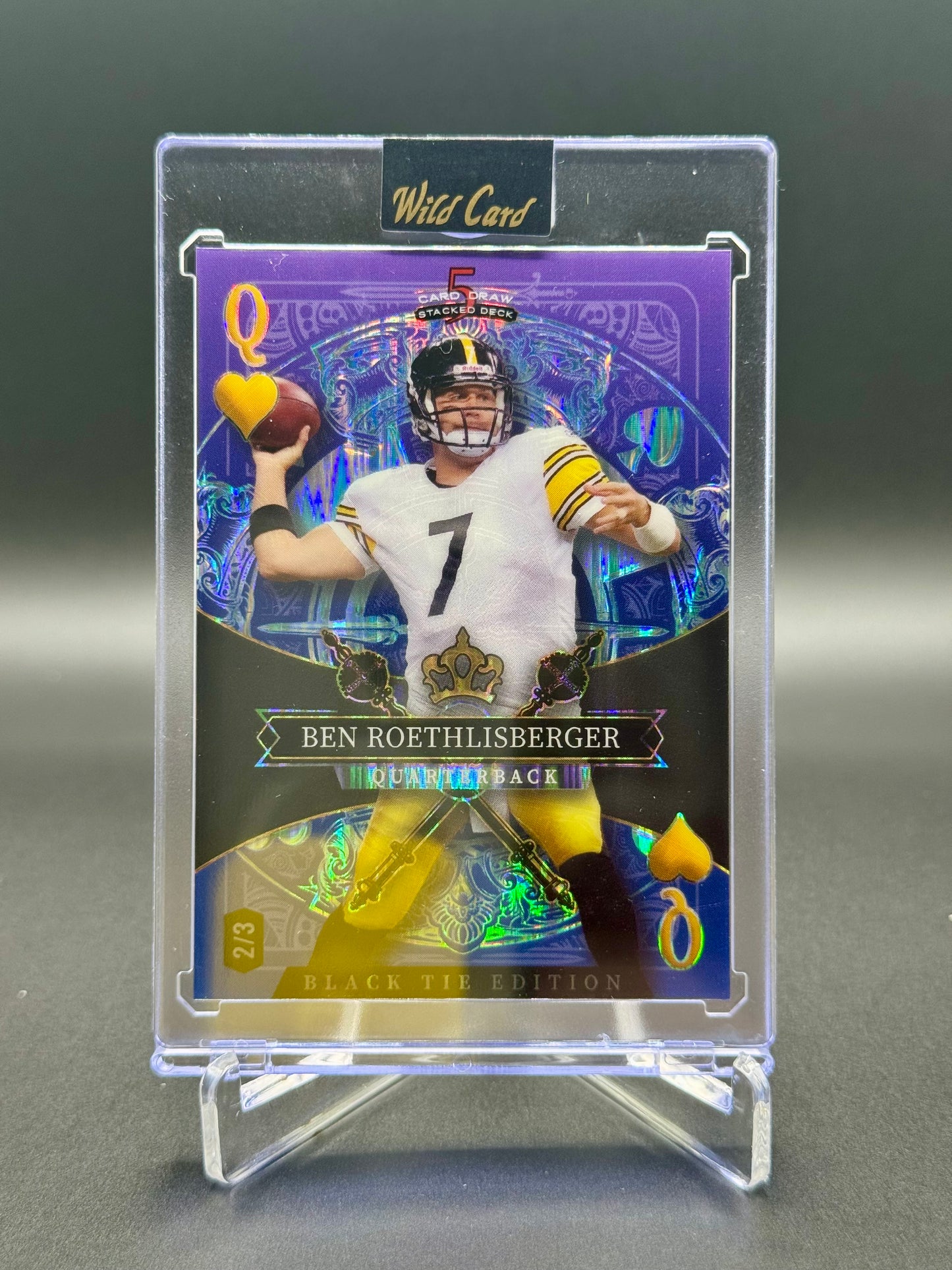 2026 Wild Card Football Ben Roethlisberger SDPH-BRN Five Card Draw Stacked Deck Black Tie Edition /3 Raw Encased