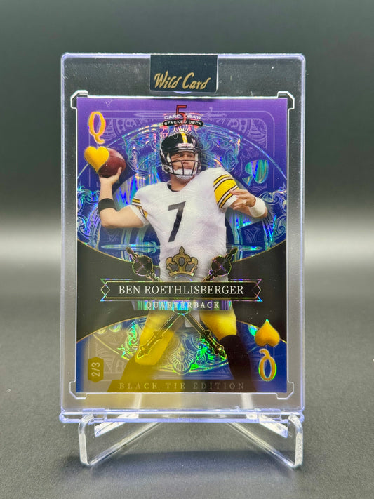 2026 Wild Card Football Ben Roethlisberger SDPH-BRN Five Card Draw Stacked Deck Black Tie Edition /3 Raw Encased