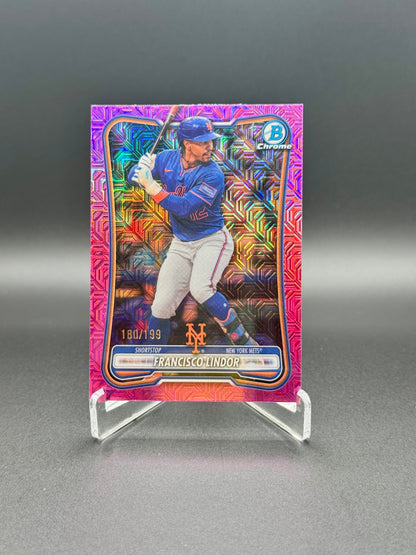 2026 Topps Bowman Chrome Baseball Francisco Lindor #17 Pink Mojo Refractor /199 Raw
