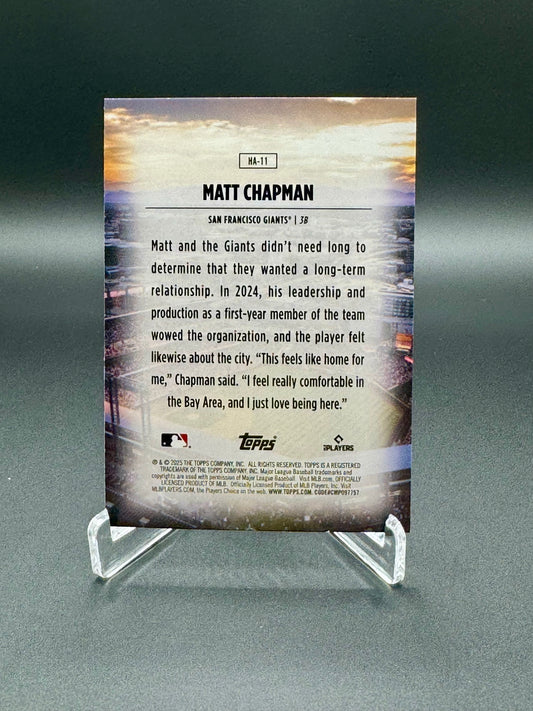 2025 Topps Series-1 Baseball Matt Chapman HA-11 Home Field Advantage SP Raw