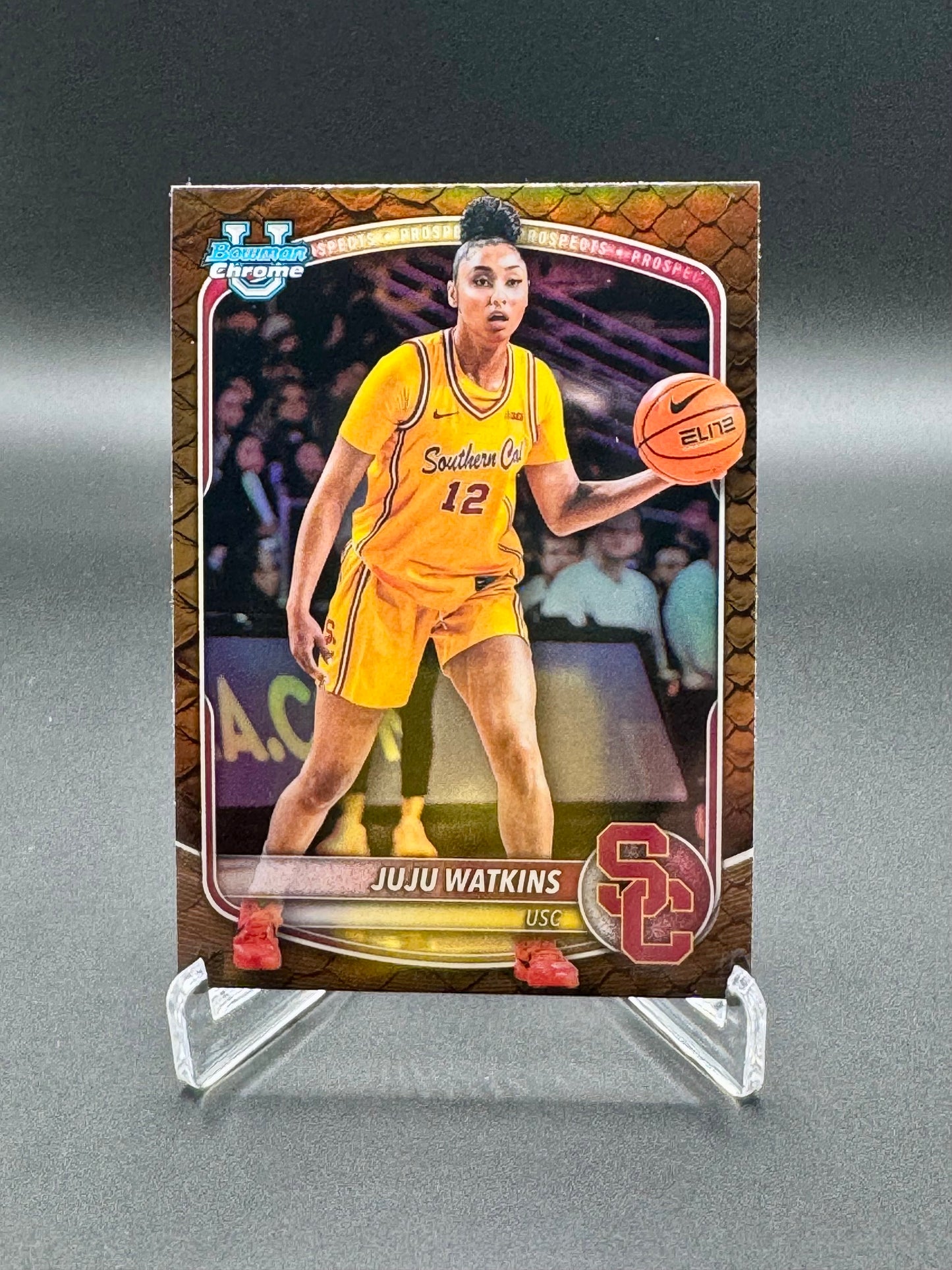 2025-2026 Topps Bowman Chrome U Basketball Juju Watkins #BCP-96 Reptillian Refractor Raw