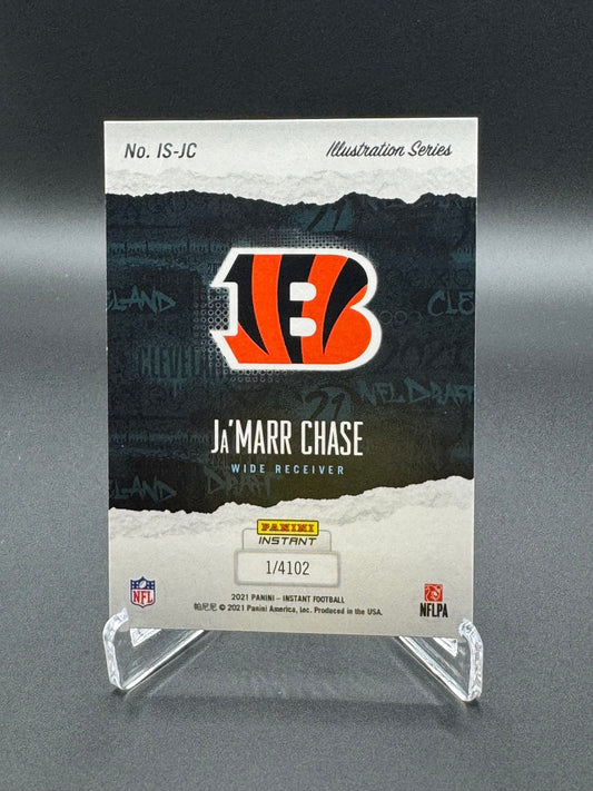 2021 Panini Instant Football Ja'Marr Chase RC #IS-JC Illustration Series SSP /4102 Raw