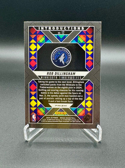 2024-2025 Panini Mosaic Basketball Rob Dillingham RC #12 Introductions Silver Raw