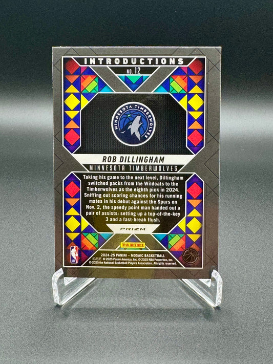 2024-2025 Panini Mosaic Basketball Rob Dillingham RC #12 Introductions Silver Raw