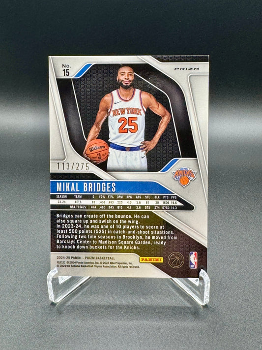 2025-2026 Panini Prizm Basketball Mikal Bridges #15 White Lazer /275 Raw
