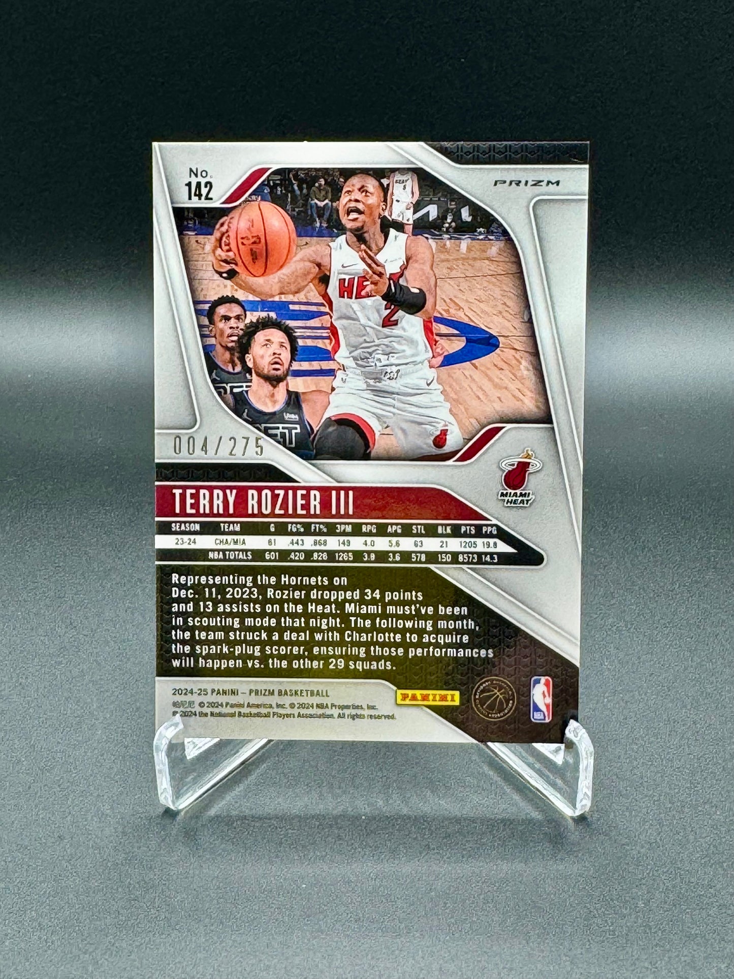 2024-2025 Panini Prizm Basketball Terry Rozier #142 White Lazer /275 Raw