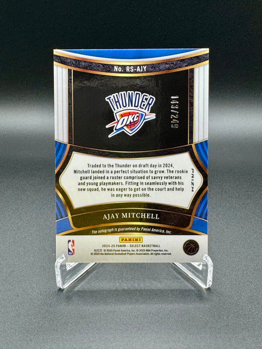 2024-2025 Panini Select Basketball Ajay Mitchell RC #RS-AJY Signature Autograph /249 Raw