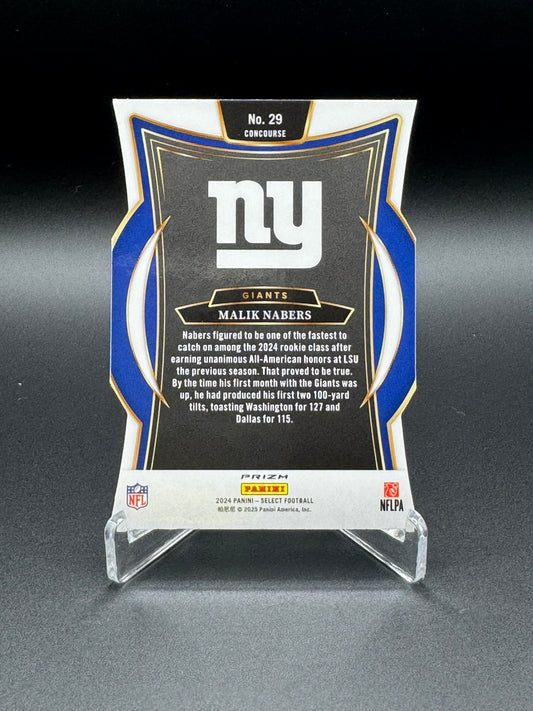 2024 Panini Select Football Malik Nabers RC #29 Concourse Silver Die-Cut Raw