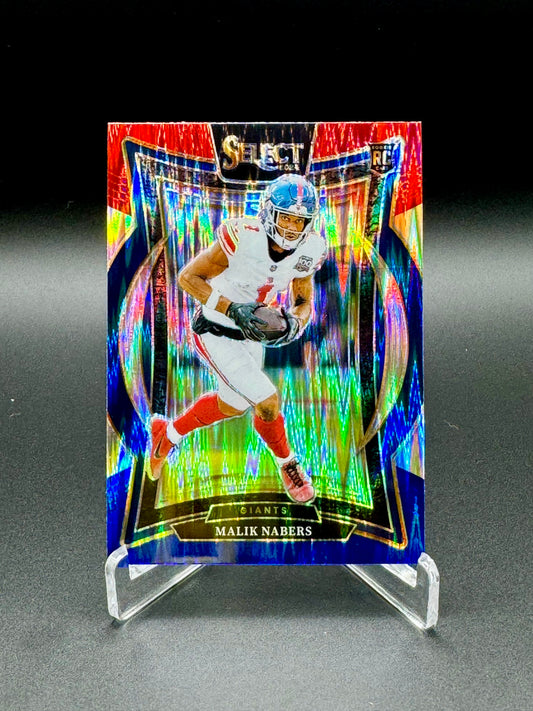 2024 Panini Select Football Malik Nabers RC #29 Concourse Red Blue Shock Prizm Raw