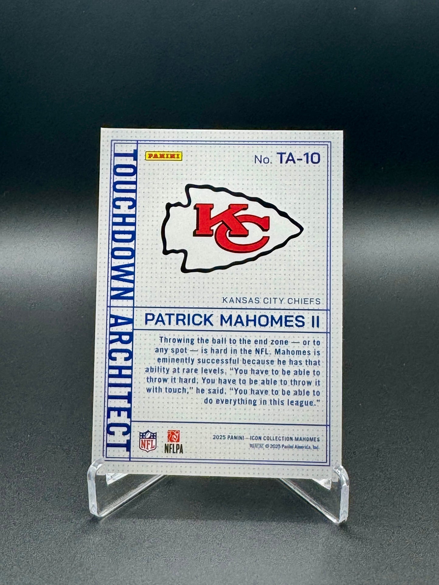 2025 Panini Icon Collections Football Patrick Mahomes #TA-10 Touchdown Architect Raw