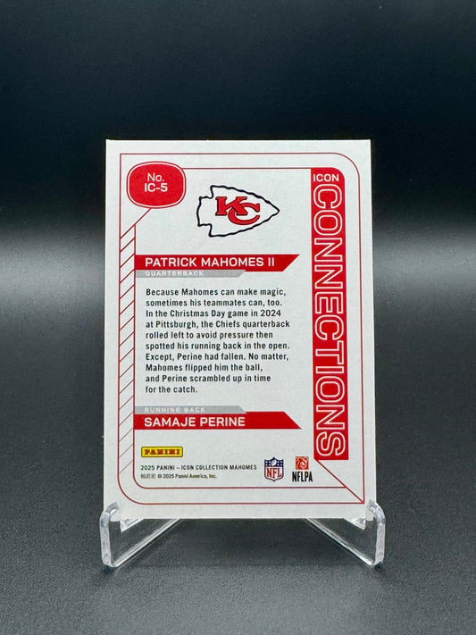 2025 Panini Icon Collections Football Patrick Mahomes #IC-5 Samaje Perrine Raw