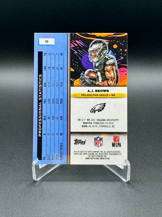2025 Topps Chrome Football AJ Brown #80 Cosmic Raw