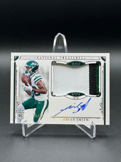 2025 Panini National Treasures Football Arian Smith RC #199 Rookie Patch Auto 76/99 Raw