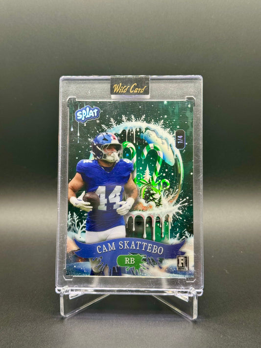 2025 Wild Card Holiday Edition Football Cam Skattebo RC #SCFSGb6-CS Holiday Splat 1/4 Raw Encased