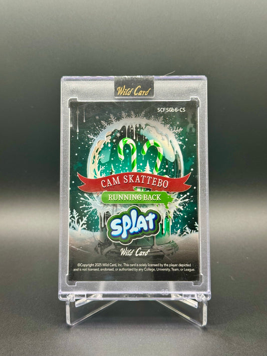 2025 Wild Card Holiday Edition Football Cam Skattebo RC #SCFSGb6-CS Holiday Splat 1/4 Raw Encased