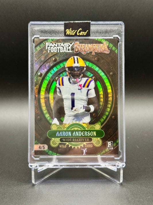 2026 Wild Card Fantasy Football Aaron Anderson RC #FSPGR01-AA Steampunk /5 Raw Encased