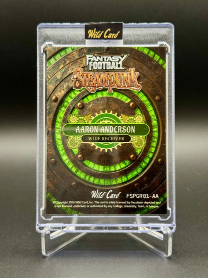 2026 Wild Card Fantasy Football Aaron Anderson RC #FSPGR01-AA Steampunk /5 Raw Encased