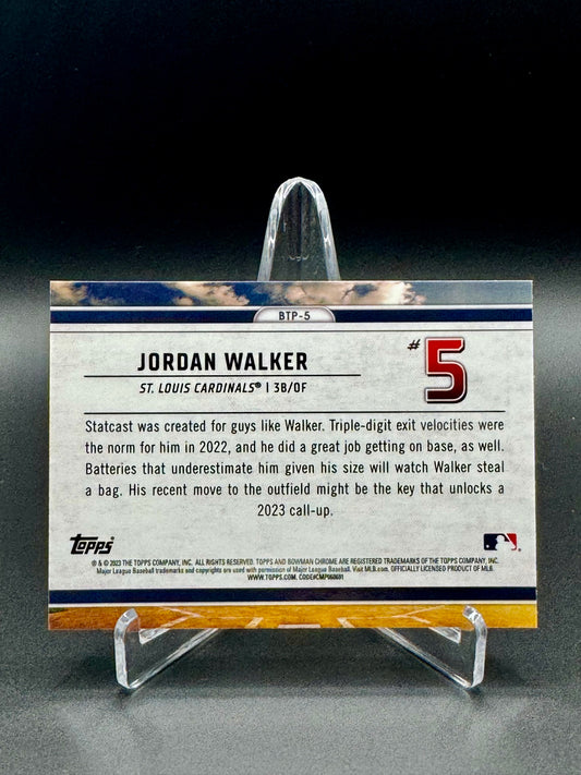 2023 Topps Bowman Chrome Baseball Jordan Walker #BTP-5 Bowman Scouts Top 100 Raw