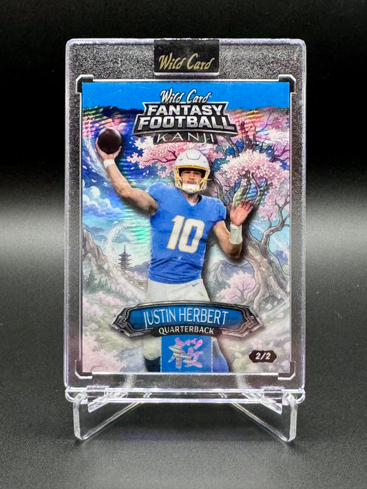 2026 Wild Card Fantasy Football Justin Herbert #FMKCBL2-JH Kanji /2 Raw Encased