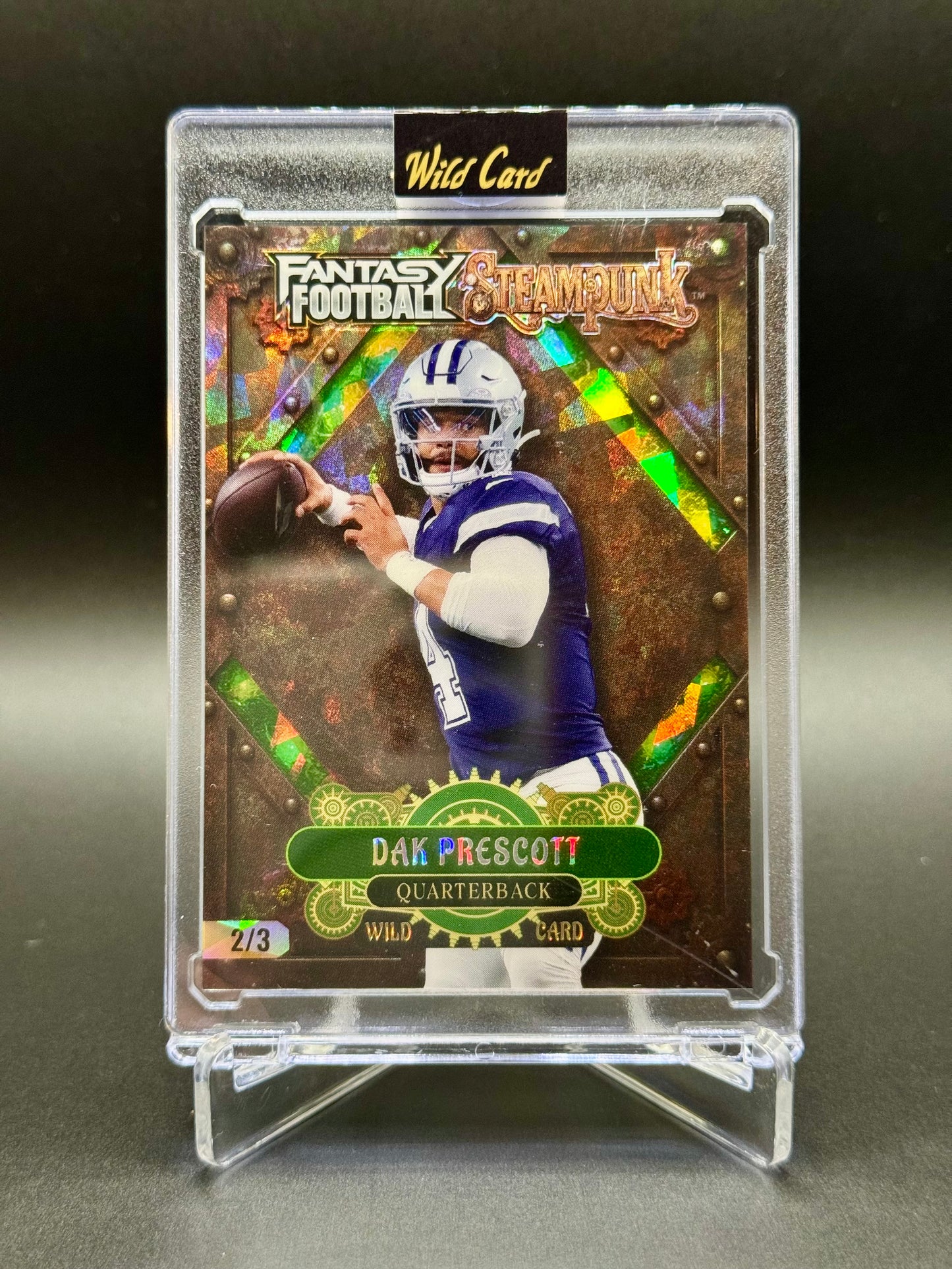 2026 Wild Card Fantasy Football Dak Prescott #FSPGR03-DP Steampunk 2/3 Raw Encased