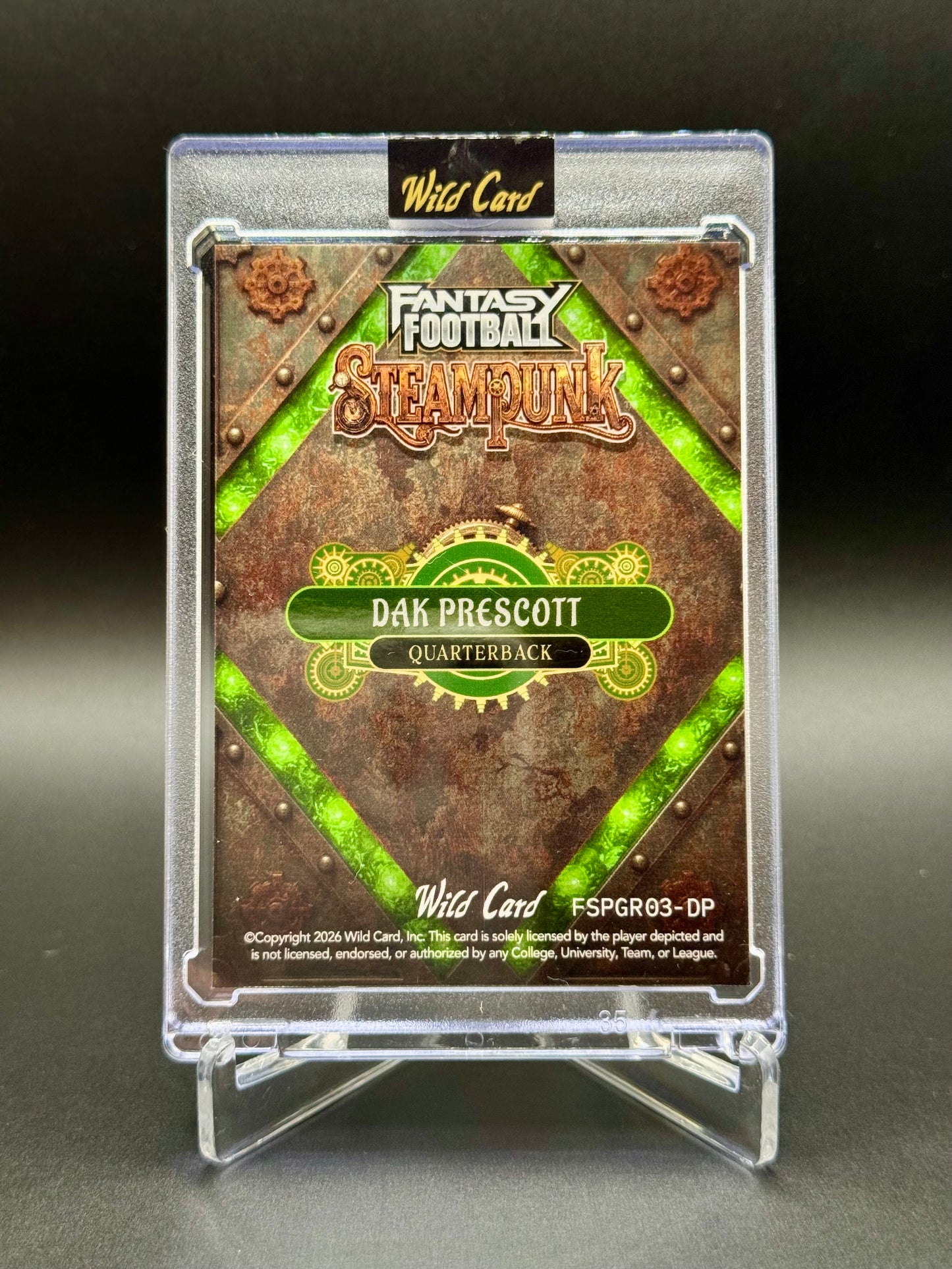 2026 Wild Card Fantasy Football Dak Prescott #FSPGR03-DP Steampunk 2/3 Raw Encased