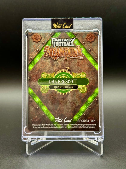 2026 Wild Card Fantasy Football Dak Prescott #FSPGR03-DP Steampunk 2/3 Raw Encased