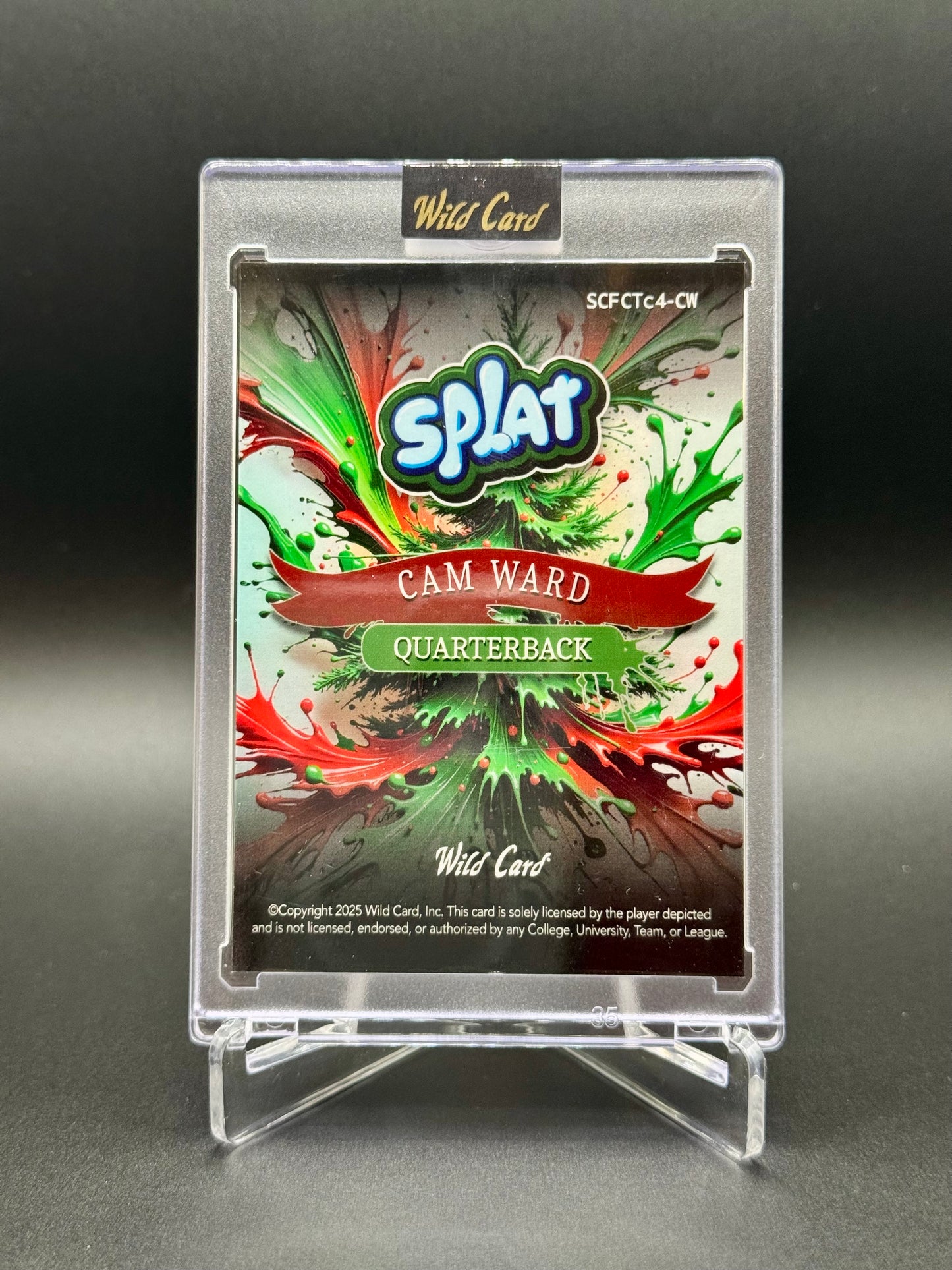 2025 Wild Card Splat Cam Ward RC #SCFCTc4-CW Holiday 1/1 Raw Encased