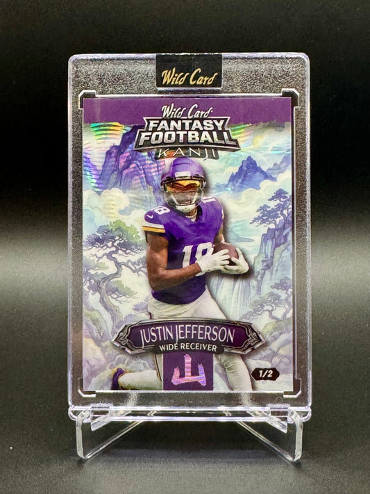 2026 Wild Card Fantasy Football Justin Jefferson #FMKMBL2-JJ Kanji /2 Raw Encased
