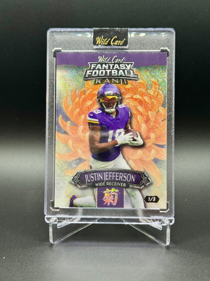 2026 Wild Card Fantasy Football Justin Jefferson #FMKFOR1-JJ Kanji /3 Raw Encased