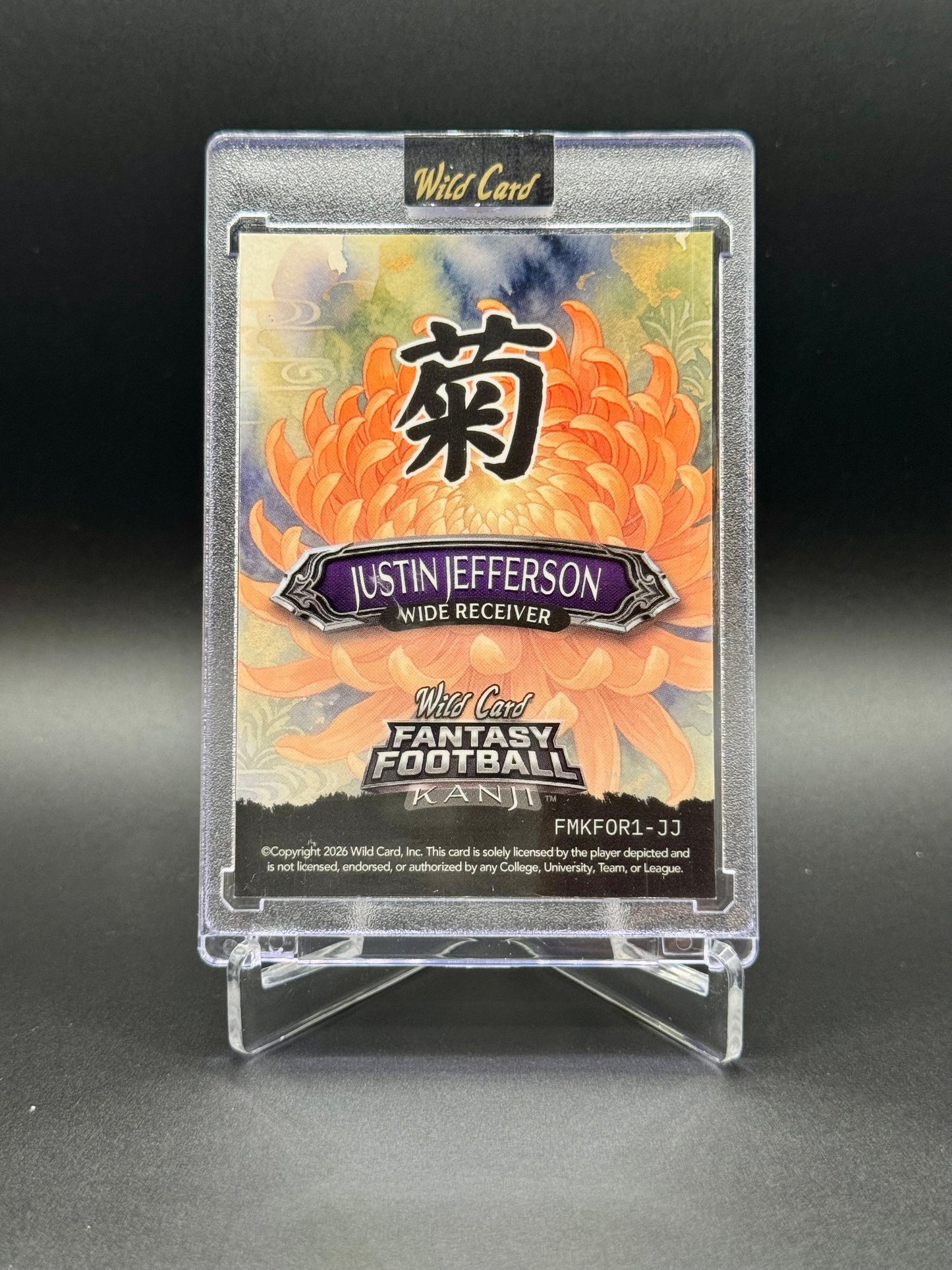 2026 Wild Card Fantasy Football Justin Jefferson #FMKFOR1-JJ Kanji /3 Raw Encased