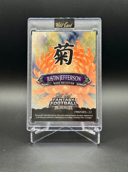 2026 Wild Card Fantasy Football Justin Jefferson #FMKFOR1-JJ Kanji /3 Raw Encased