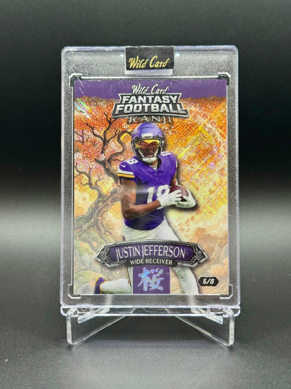 2026 Wild Card Fantasy Football Justin Jefferson #FMKCOR1-JJ Kanji /8 Raw Encased
