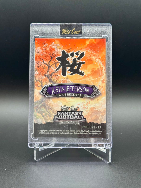 2026 Wild Card Fantasy Football Justin Jefferson #FMKCOR1-JJ Kanji /8 Raw Encased