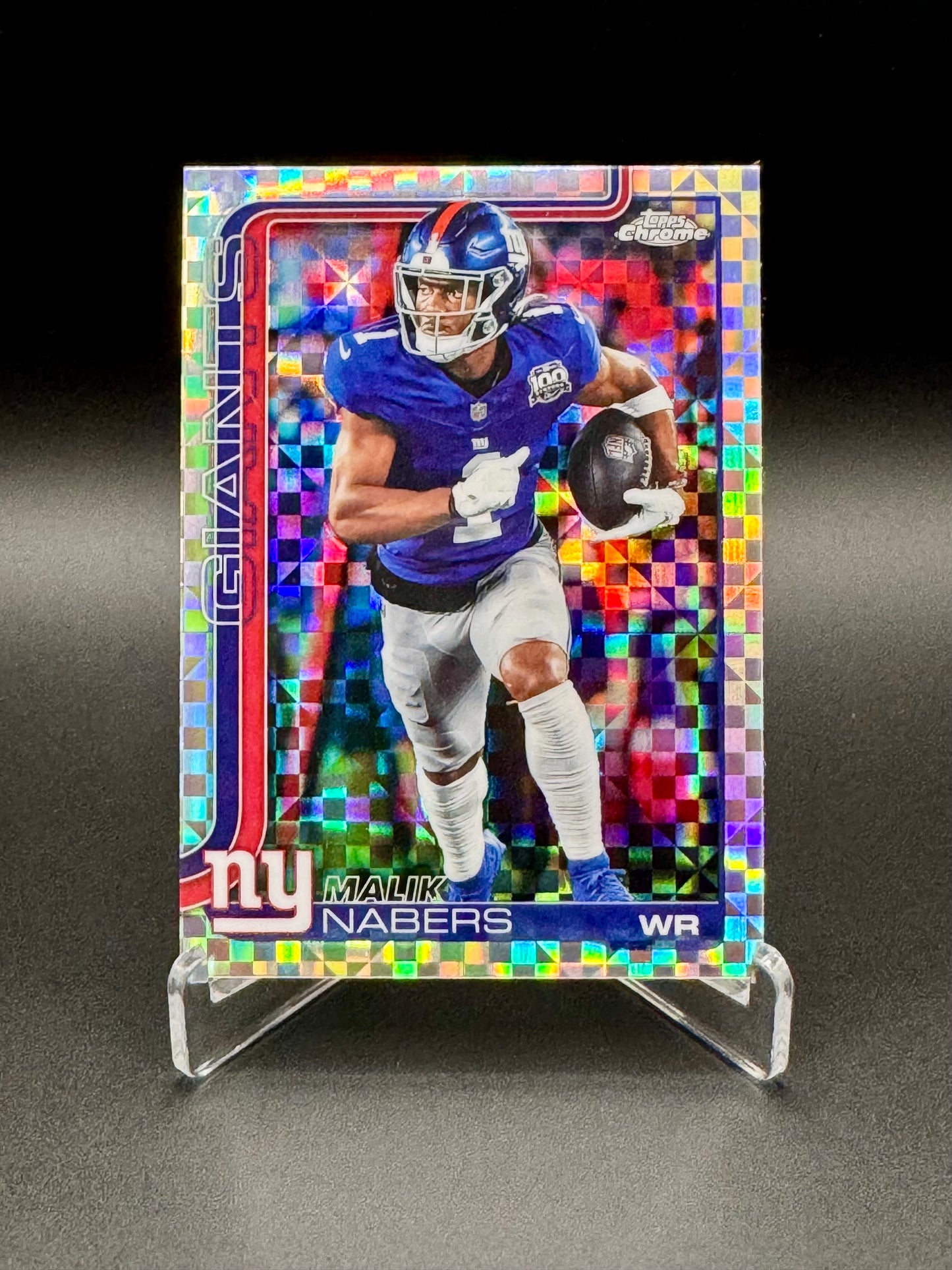 2025 Topps Chrome Football Malik Nabers #225 X-Fractor Raw