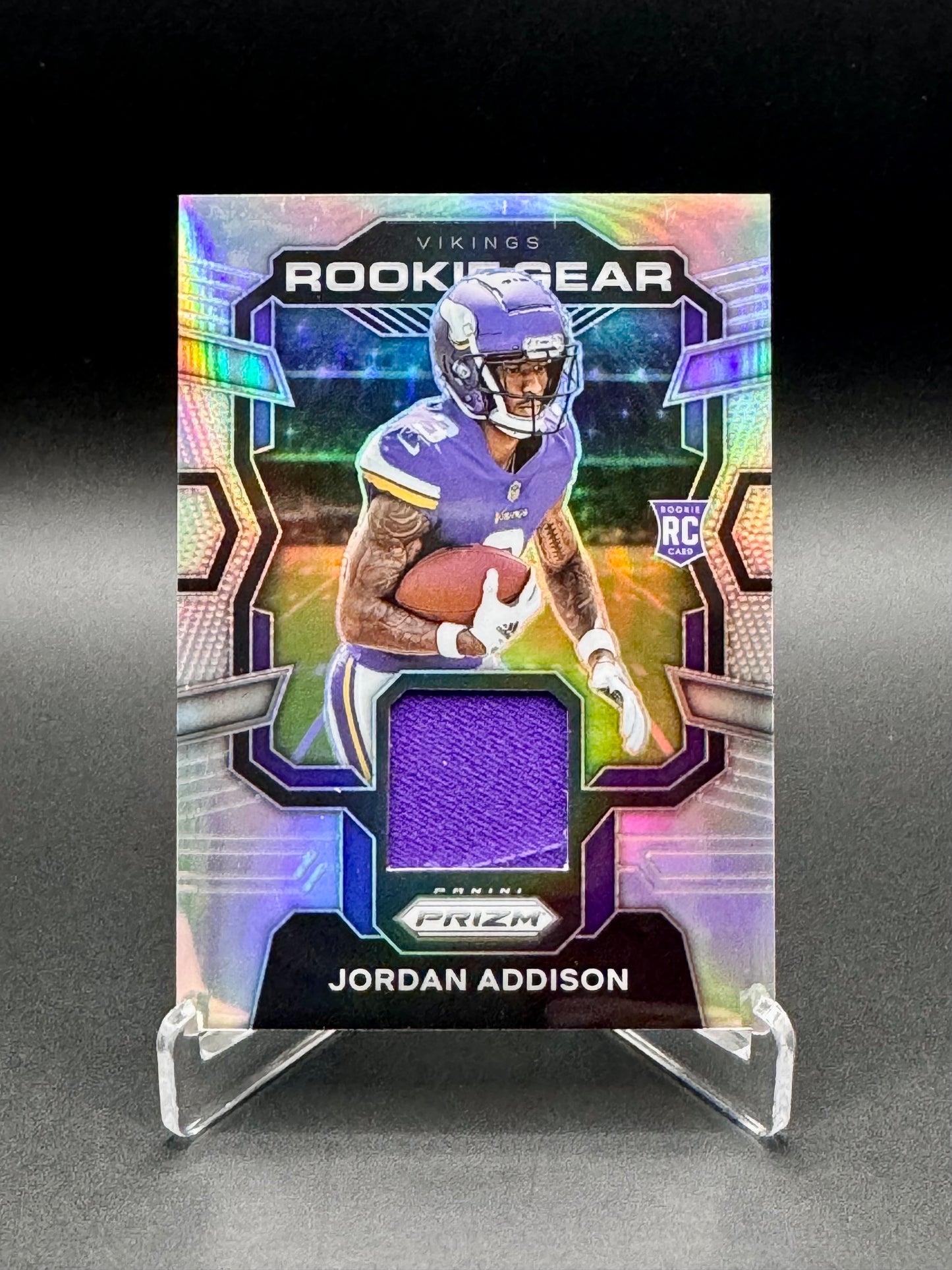 2023 Panini Prizm Football Jordan Addison RC #RG-JA Rookie Gear Relic Raw